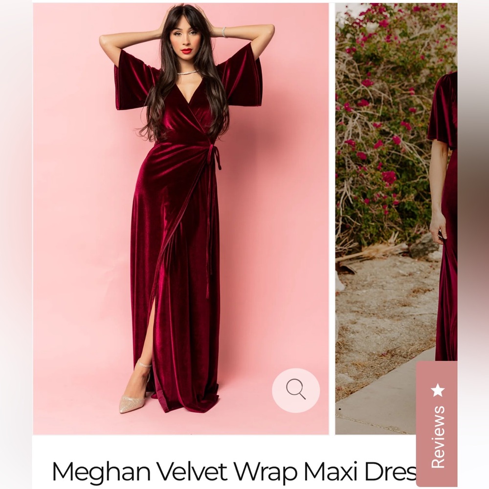 Velvet Wrap Maxi Dress in Burgundy- Baltic Born